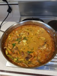 fish curry in pan